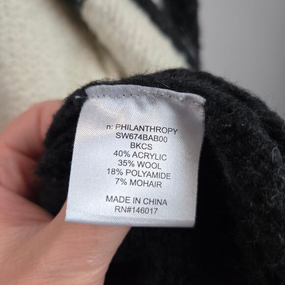 N:Philanthropy Long Cardigan Sweater Mohair Wool Black White Stripe XS Small - Picture 5 of 8